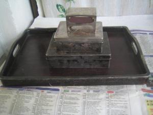 Старинный набор для курения палисандр в серебре 84*,клеймо Георгий Победоносец
