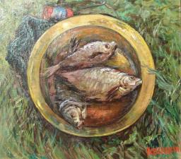 Картина Рыба 56х50, холст, масло