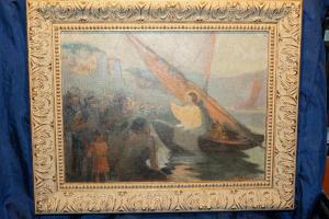 Старинная картина «Проповедь Иисуса Христа на Тивериадском озере». Россия, 1870-е гг.