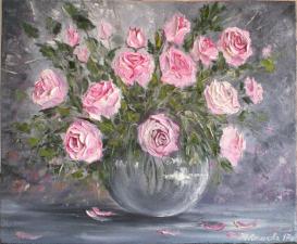 Картина маслом "Розовые розы."
