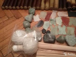 Бамбуковые палочки массажа,пластины Гуаша,камни Жадеит