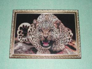 Картина "Леопард". Вышивка