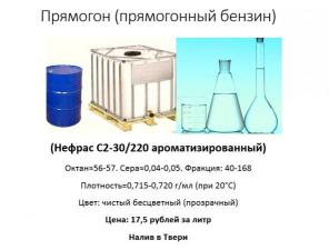 Прямогон, прямогонный бензин, Нефрас С2-30/220 (ароматизированный)