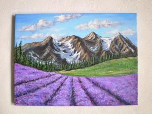 Продам картину "Горный пейзаж с цветущей лавандой",