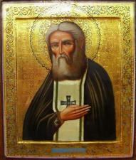 Икона на золоте Серафим Саровский. 37 на 45 см.Выбрать дорогой подарок священнослужителю.