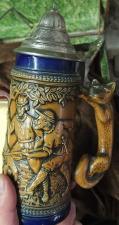 Кружка пивная Охота на кабана, керамика, Германия, середина 20 в