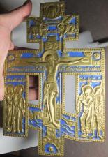 Крест распятие, в эмалях, царская Россия, высота 21 см