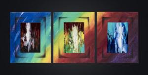 Картина Абстракция холст триптих 30х60 "Prism"