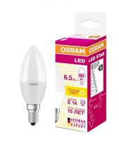 Лампа светодиодная OSRAM LED STAR Classic B 6,5W (замена 60Вт),теплый белый свет, матовая колба, Е14
