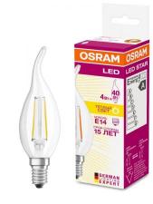 Светодиодная филаментная лампа OSRAM LED STAR Classic BA (свеча на ветру) 4W (замена 40Вт),теплый бе