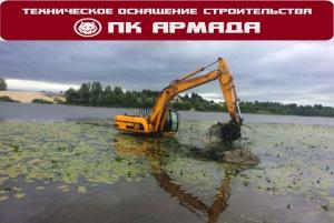 Дноуглубление, очистка дна водоема Уфа, Башкортостан.