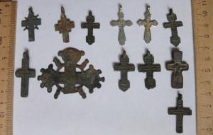 Крестики нательные, коллекция 12 шт, 18 век