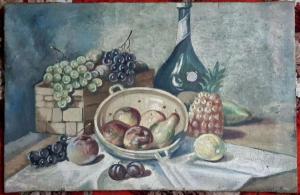 Картина натюрморт с виноградом,холст,масло,19 век, царская Россия