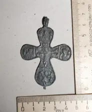 Нательный медный крест , пропеллер,14 век