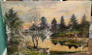 Картина Лесное озеро,холст,масло