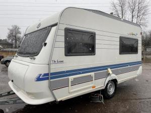Немецкий малыш-крепыш автодом,трейлер,караван,жилой-прицеп,Прицеп дaча Hobby De Luxe 2000 года 3-4 места с палаткой 750 кг