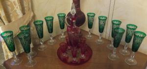 Бокалы для вина, шампанского, зелёное стекло, комплект 12 шт