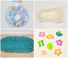 Ванночка, коврик, круг и силиконовые игрушки