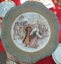 Царская тарелка Бояре, ручная роспись, царизм