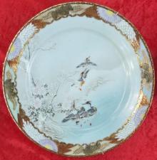 Китайская фарфоровая коллекционная тарелка Цапли, старая