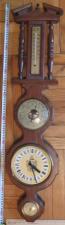 Настенный барометр,гигрометр,термометр и часы в деревянном корпусе, Германия, 20 век