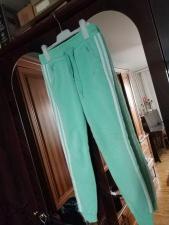 Штаны утепленные 2xs Adidas сделано в Турции светло зеленые для спорта для дома Длина 92 см талия на резинке *