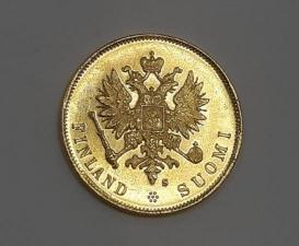 Золотая монета 10 марок 1913 год , Николай 2, Русская Финляндия