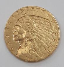 Золотая монета 2.5 $ США, 1911 год, Голова индейца