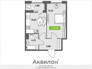 1-комнатная квартира, 37.2 кв.м