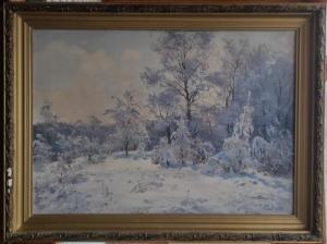 Картина Зима в лесу, холст,масло, зимний пейзаж 50 х 70 см