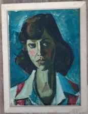 Картина портрет Неизвестной Девушки, оргалит,масло, х-к Пётр Горбань