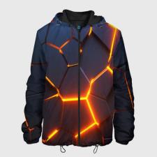 Мужская куртка 3D Разлом неоновых плит в трехмерном