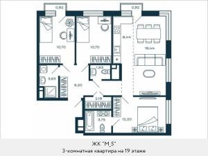Продается 3-комнатная квартира в новом жилом комплексе, рядом с метро