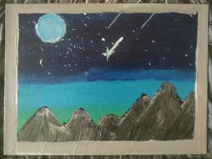 Картина «Ночное сияние с горами».