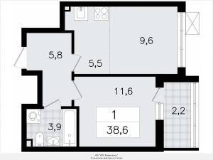 Продается 2-комнатная квартира с европланировкой с отделкой в новом жилом комплексе