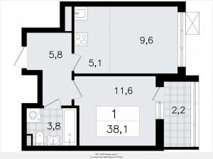 2-комнатная квартира с европланировкой с отделкой в новом ЖК