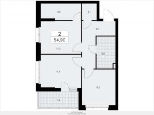 Продается 2-комнатная квартира с террасой в новом ЖК