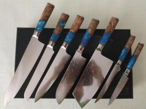 Кухонные ножи, дамасская сталь, набор 7 штук
