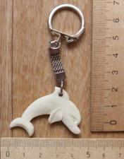 Костяной брелок для ключей Дельфин, резьба по клыку моржа, ручная работа