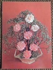 Мини-открытка. Цветочная композиция. Цветы. 1988 год