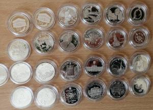 Серебряные монеты 24 шт, коллекция