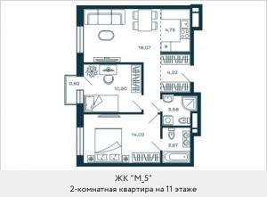 Продается 2-комнатная квартира в новом жилом комплексе, метро рядом
