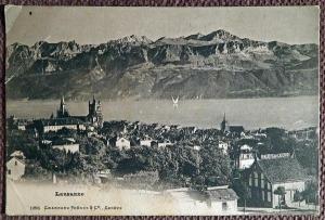 Антикварная открытка "Лозанна. Панорамный вид". Швейцария