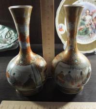 Японские фарфоровые настольные декоративные вазы, фарфор Япония, старинные