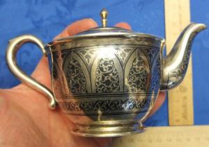Серебряный чайник , серебро 875 , чернение, СССР