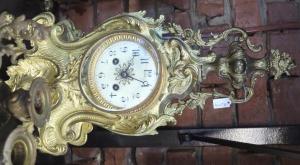 Каминные часы бронзовые, с завитушками, антикварные, европейские
