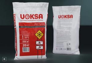 Противогололёдный материал UOKSA с ингибитором коррозии (до -25 °С).Мешок 20 кг п/п.