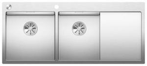 Интегрированная кухонная мойка Blanco Claron 8S-IF InFino с клапаном-автоматом 116х51см нержавеющая сталь