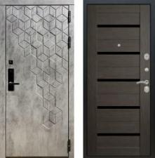 Дверь входная (стальная, металлическая) Баяр 1 quot;Пчелаquot; СБ-14 Черное стекло quot;Лиственница сераяquot; с биометрическим замком (электронный, отпирание по отпечатку пальца)
