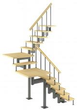 Модульная лестница Комфорт поворот на 180гр. h=3420-3610мм